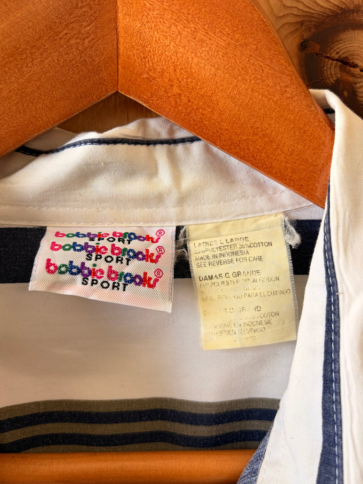 Blue & White Striped Button Down : L