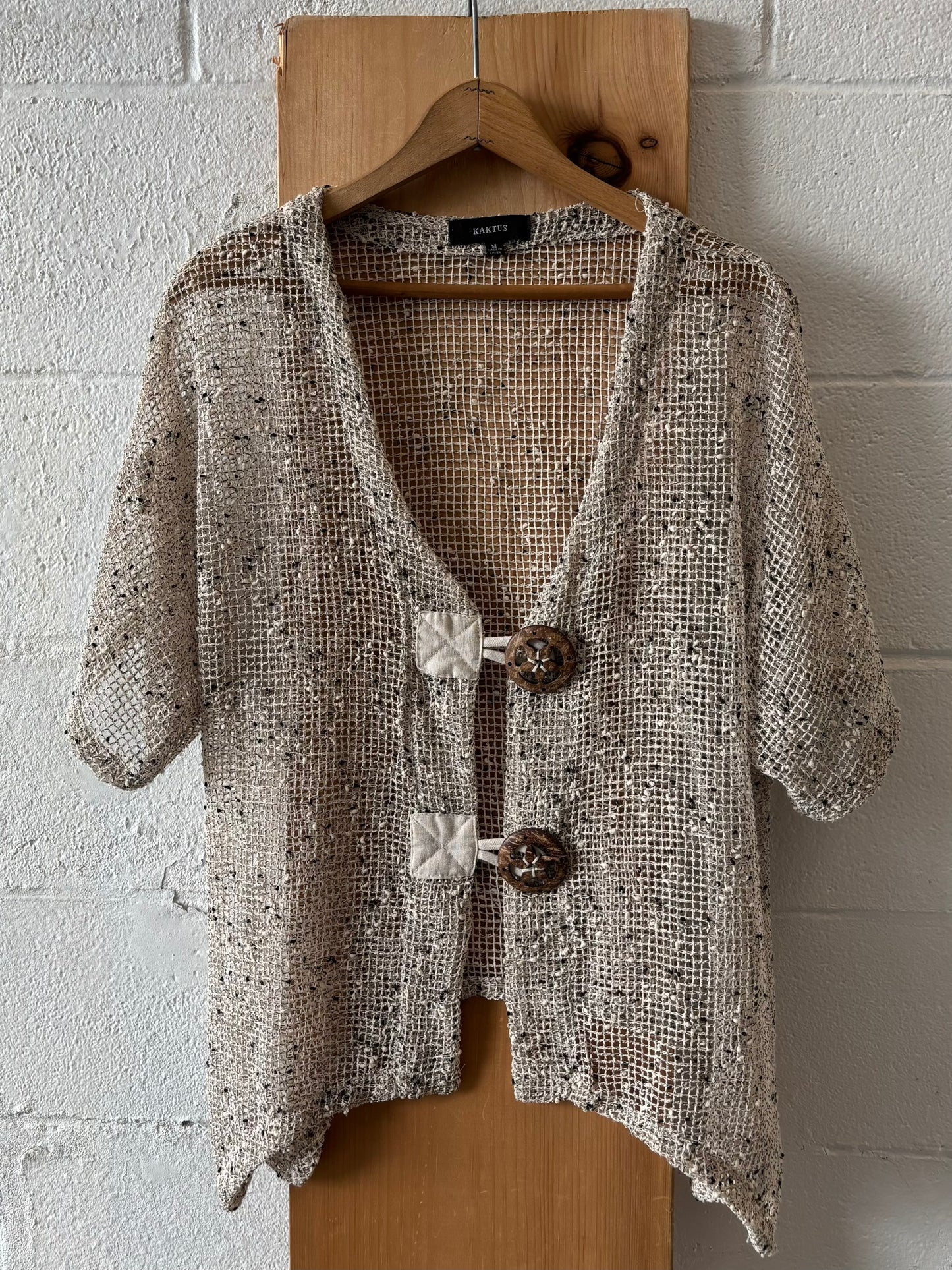 Beige Big Button Cardigan : M