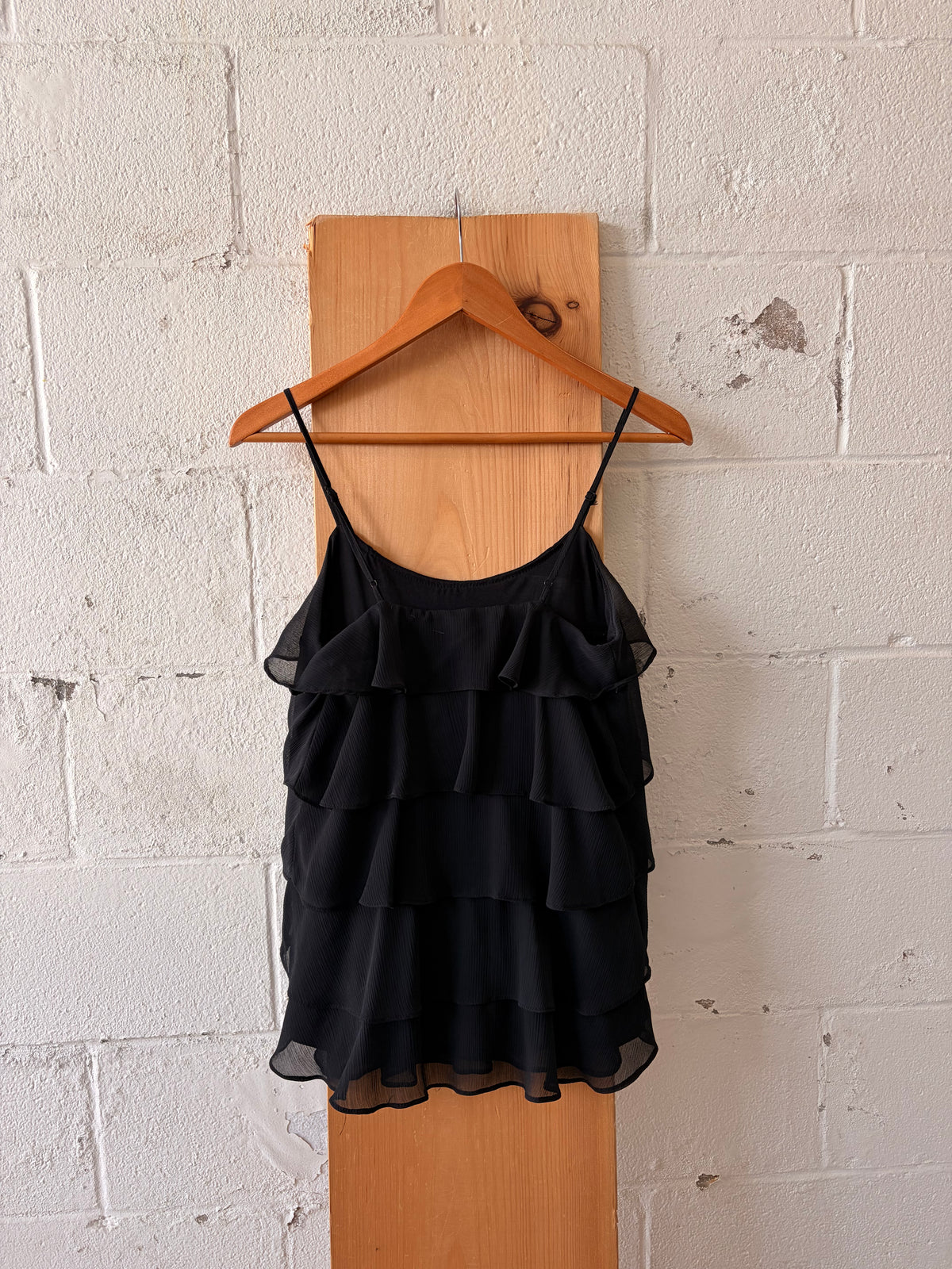 Ruffled Black Tank : S