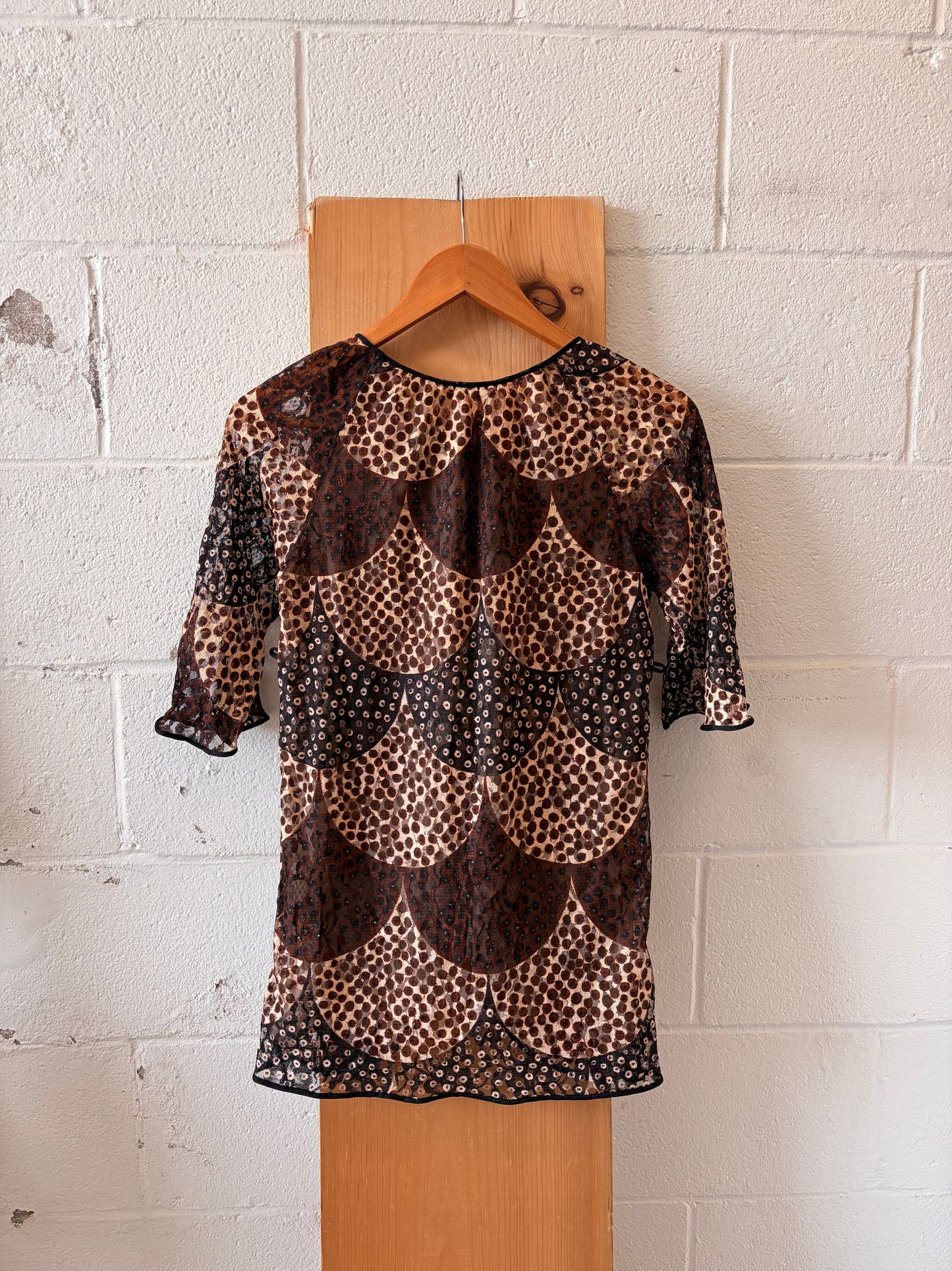 Semi Sheer Neutral Printed Top : M