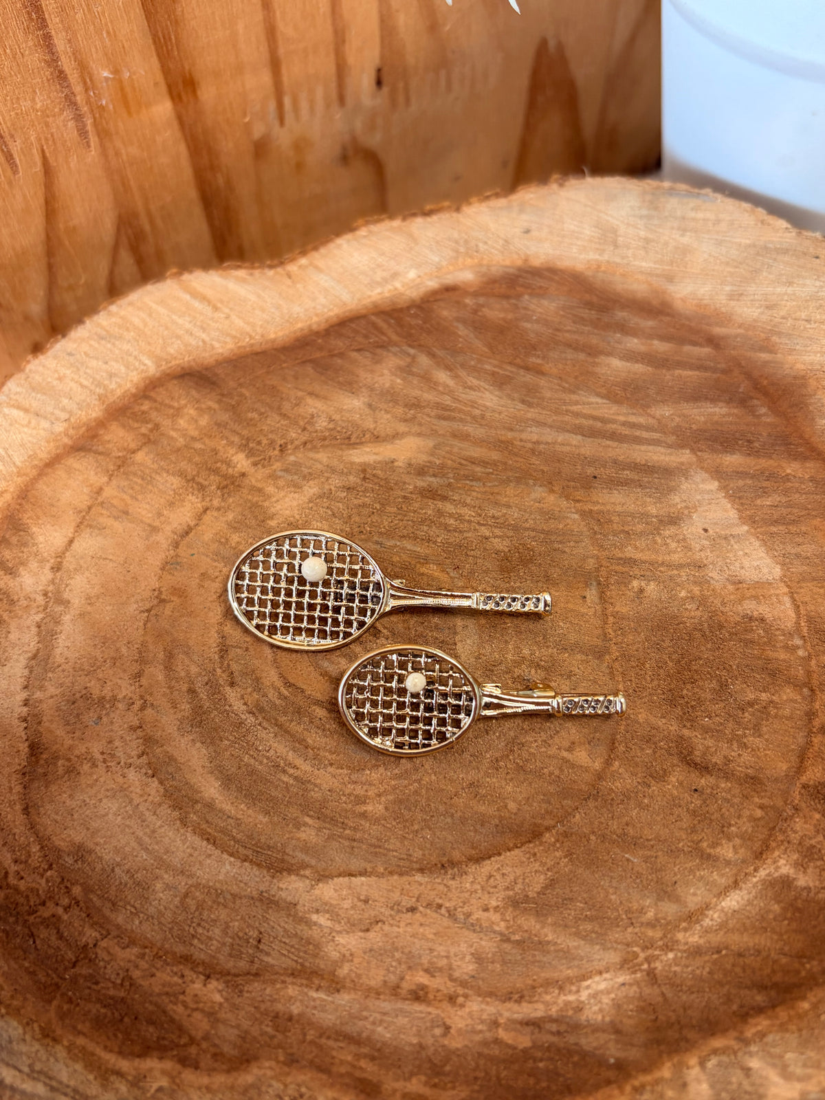 Pair of Gold Tone Tennis Brooches