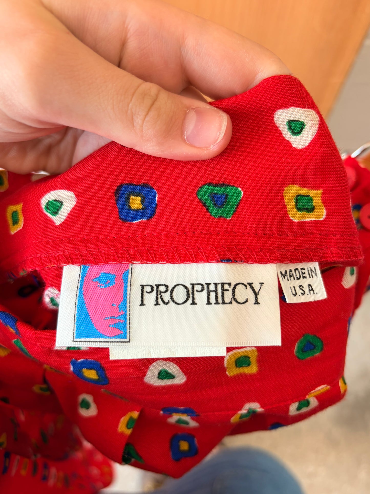 Vtg Funky Red Geometric Set : 8