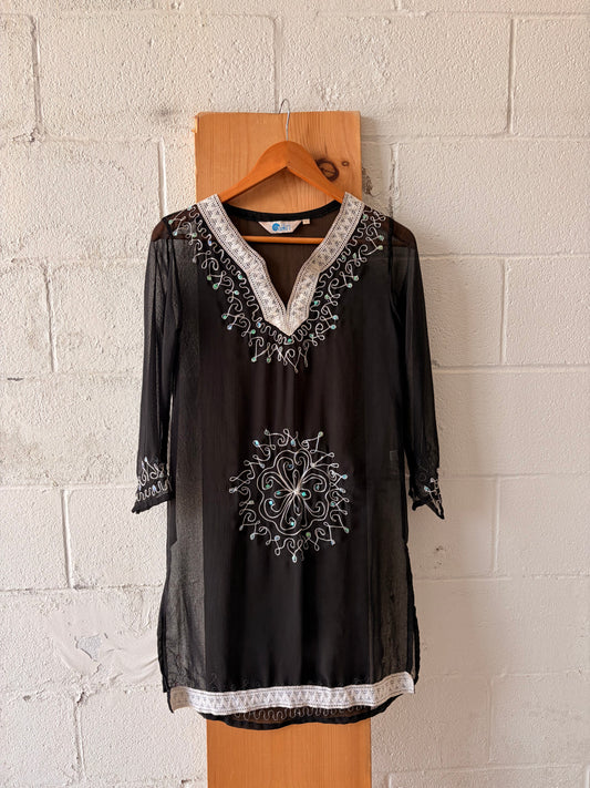Sheer Embroidered Tunic : S