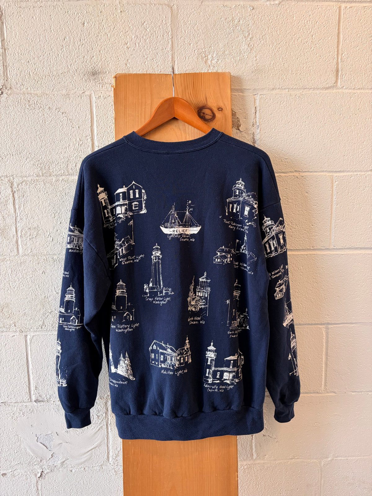 Vtg Nautical Lighthouse Crewneck : XL