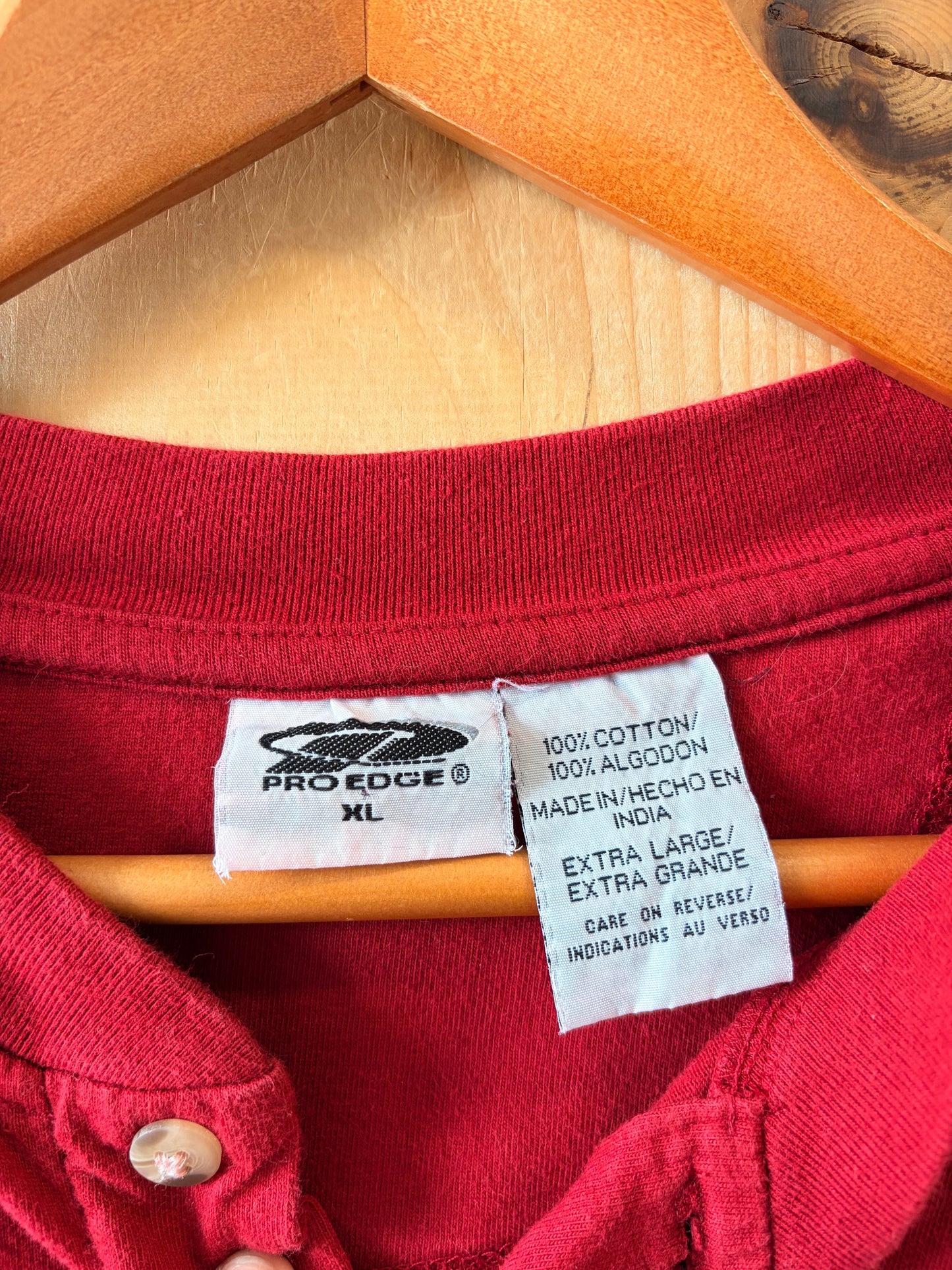 Red Razorbacks Long Sleeve Henley : XL