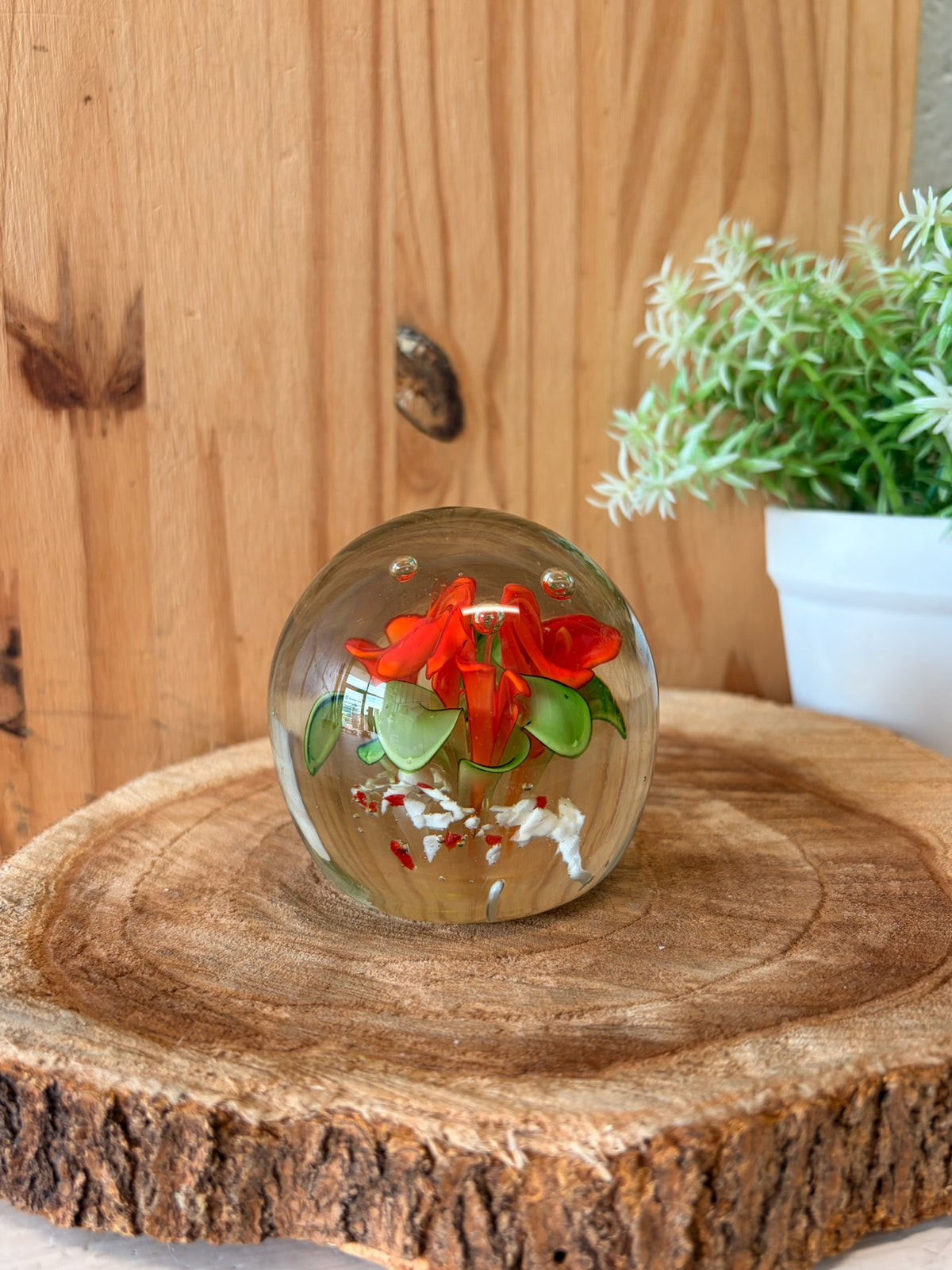 Red Floral Paperweight