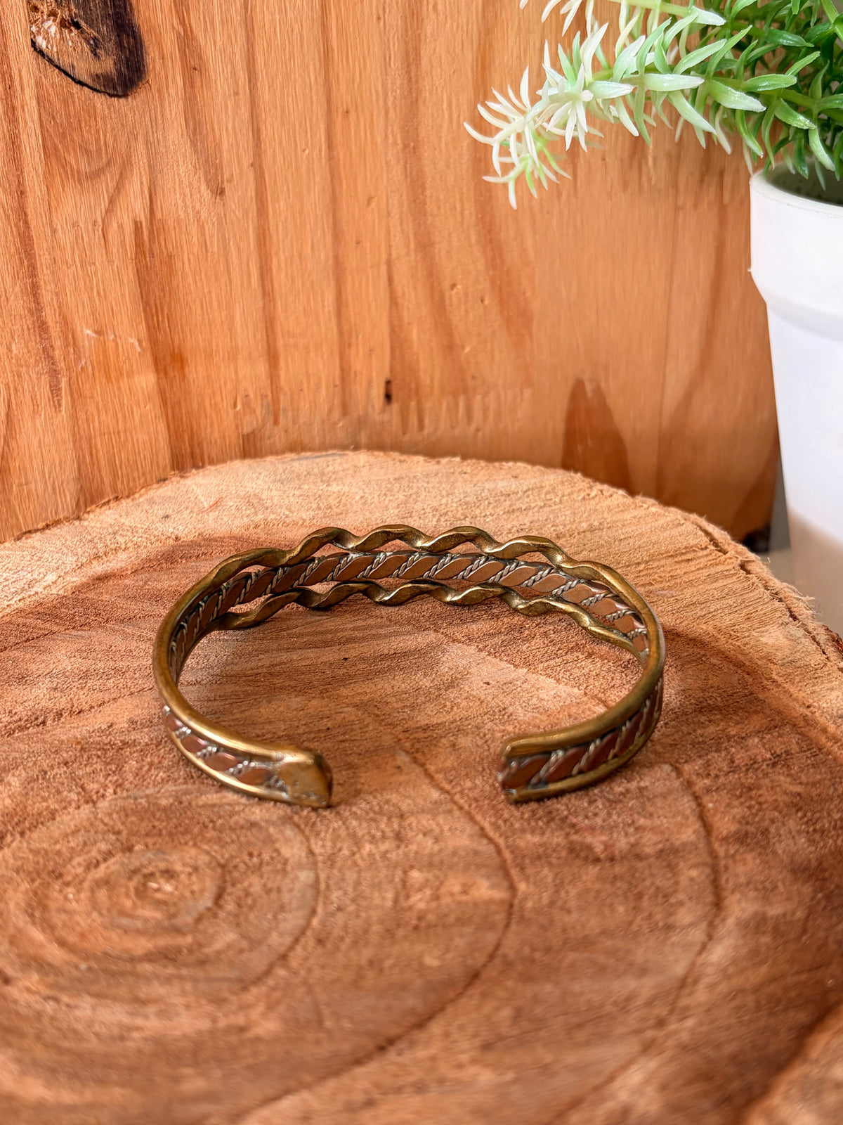Three Tone Metal Cuff Bracelet