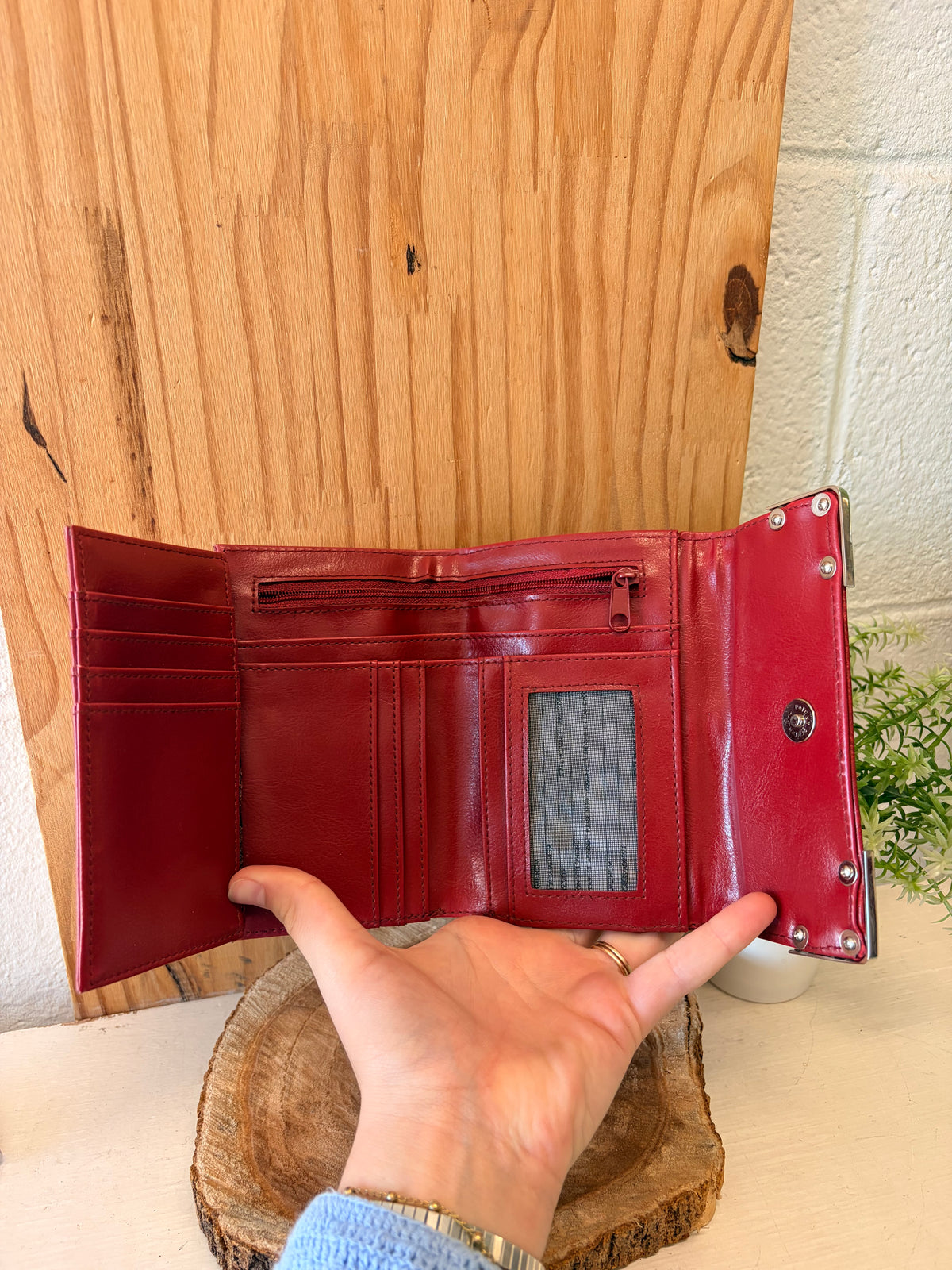 Red & Silver Tone Heart Wallet