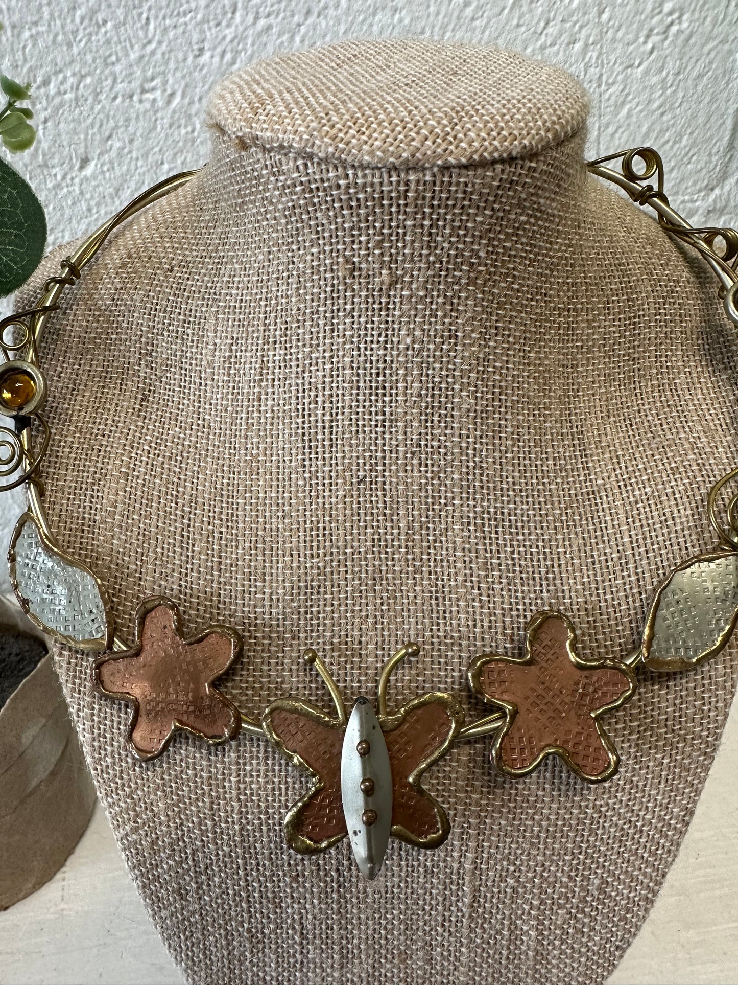 Funky Metal Butterfly Collar Necklace