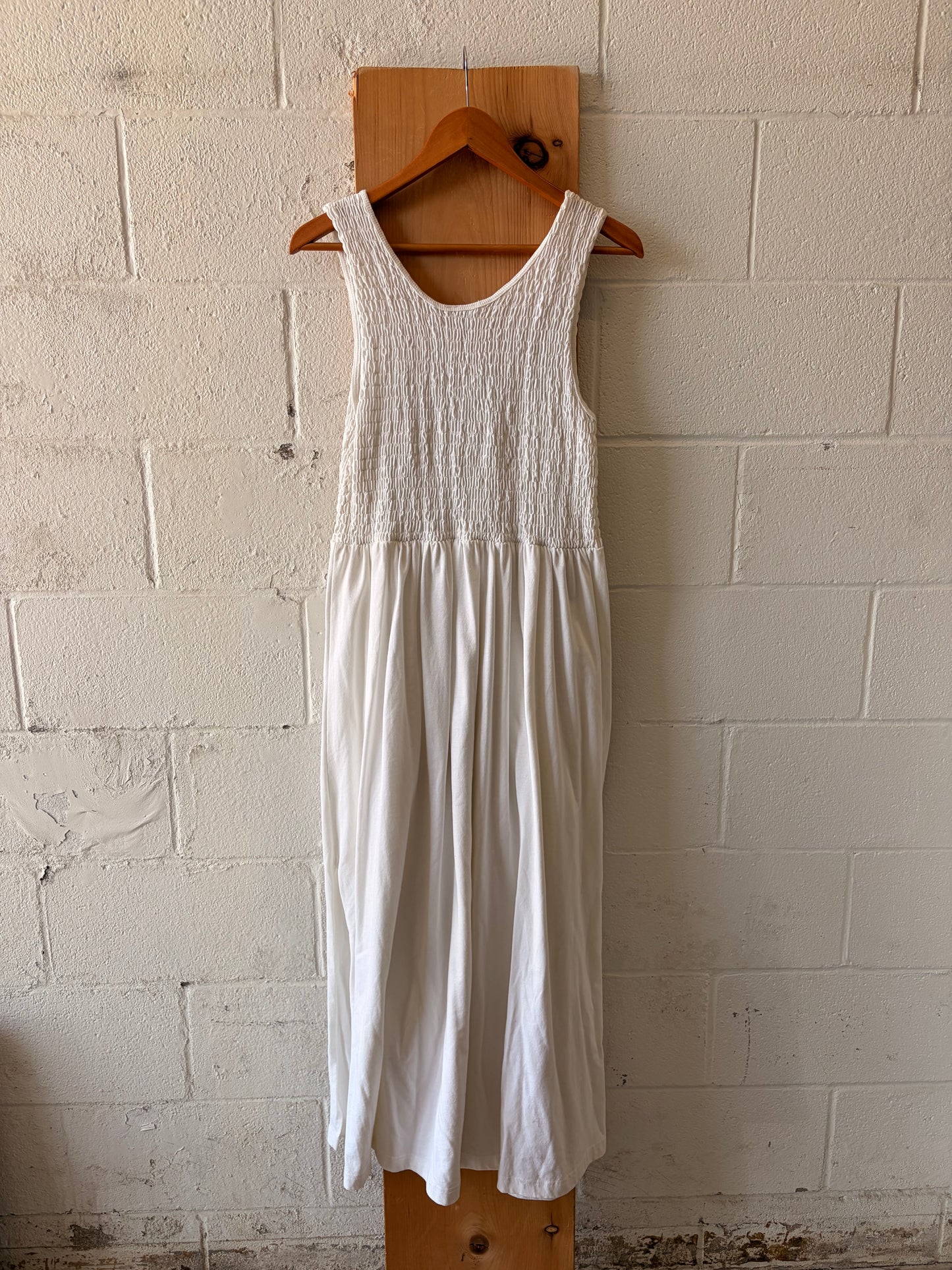 Smocked White Maxi Dress : XL
