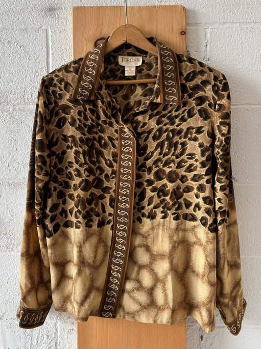 Leopard Print Button Up : XL