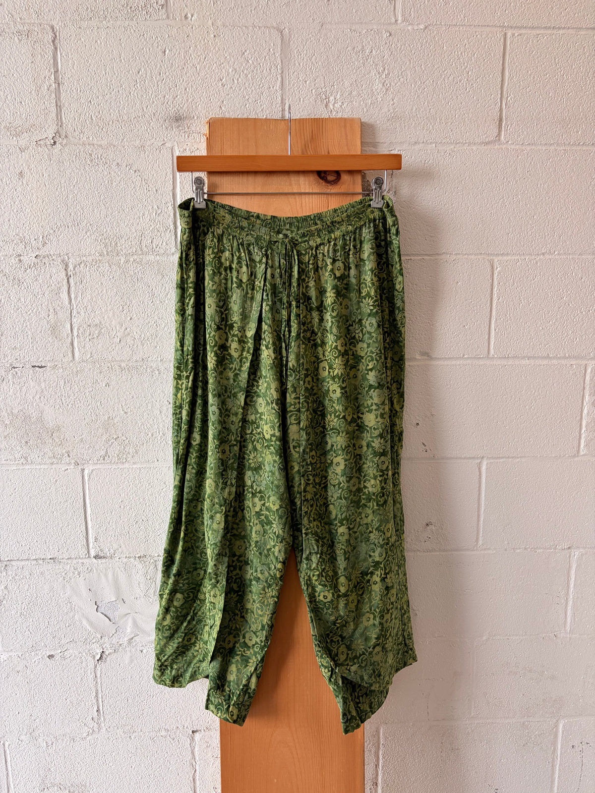 Boho Floral Green Pants : L