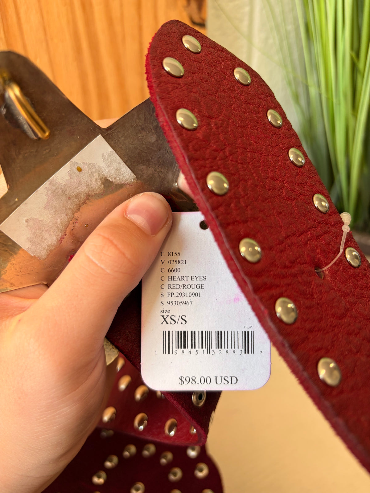 NWT Free People Red & Silver Studded Star Belt : XS/S