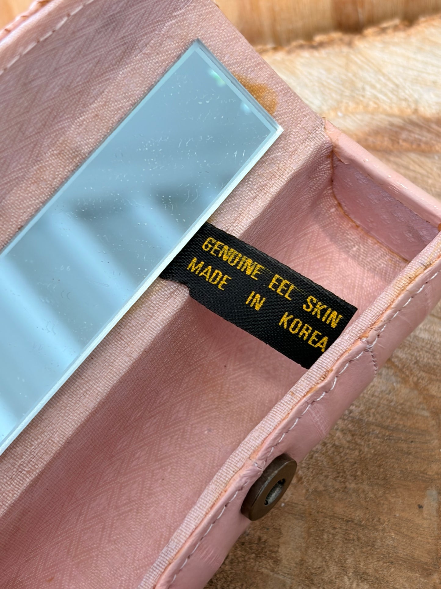 Vtg Pink Eel Skin Lipstick Holder