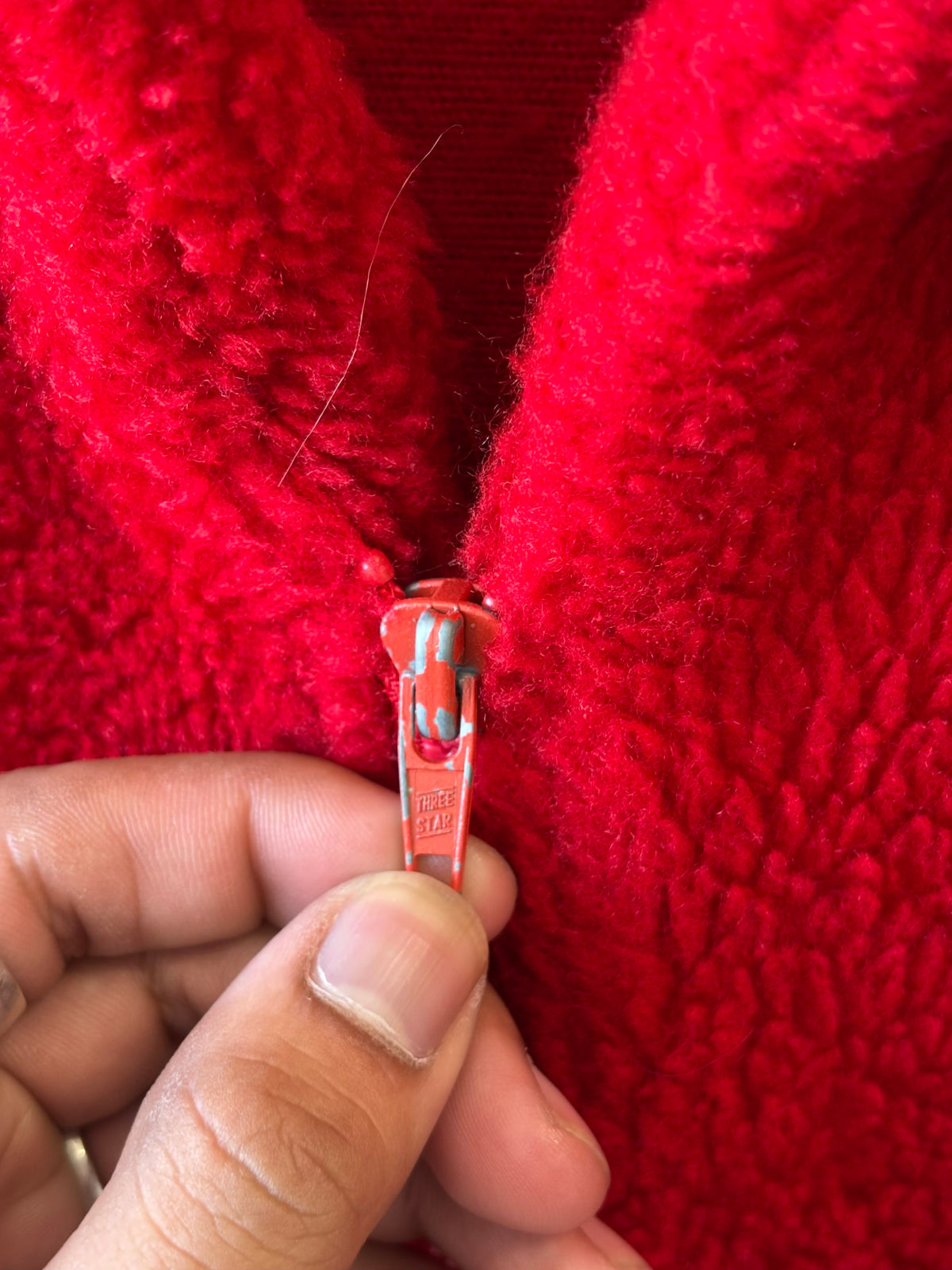 Vtg Red Fleece House Coat  : L