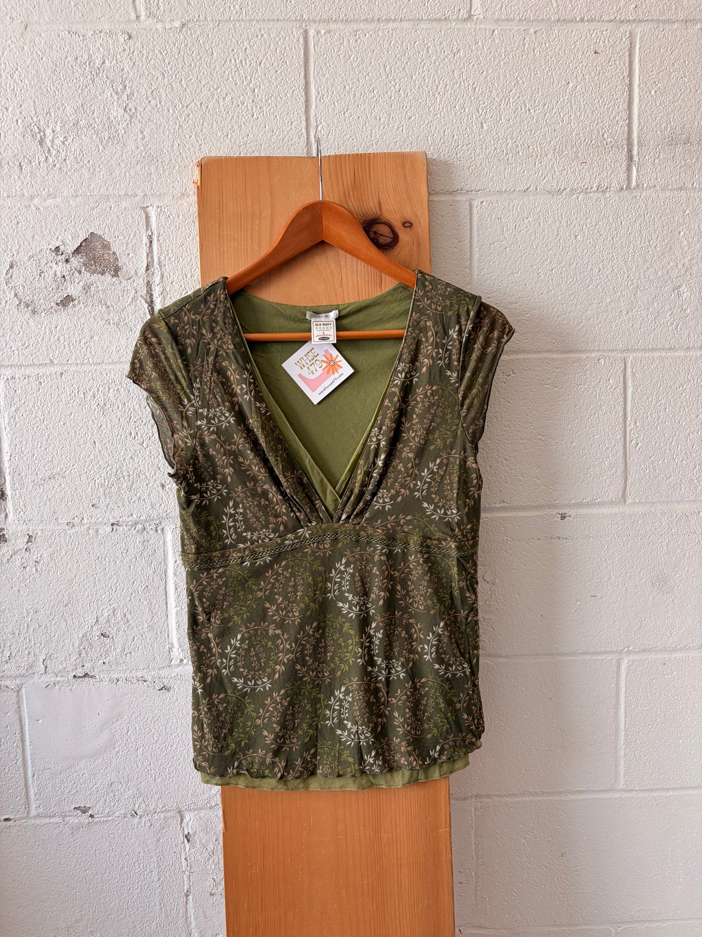 Layered Olive Patterned Top : L