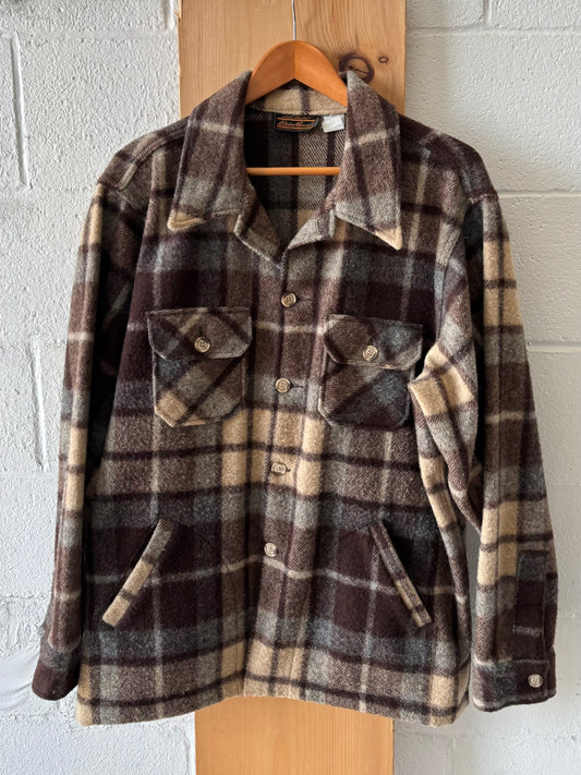 Vtg Eddie Bauer Plaid Wool Shacket : XL