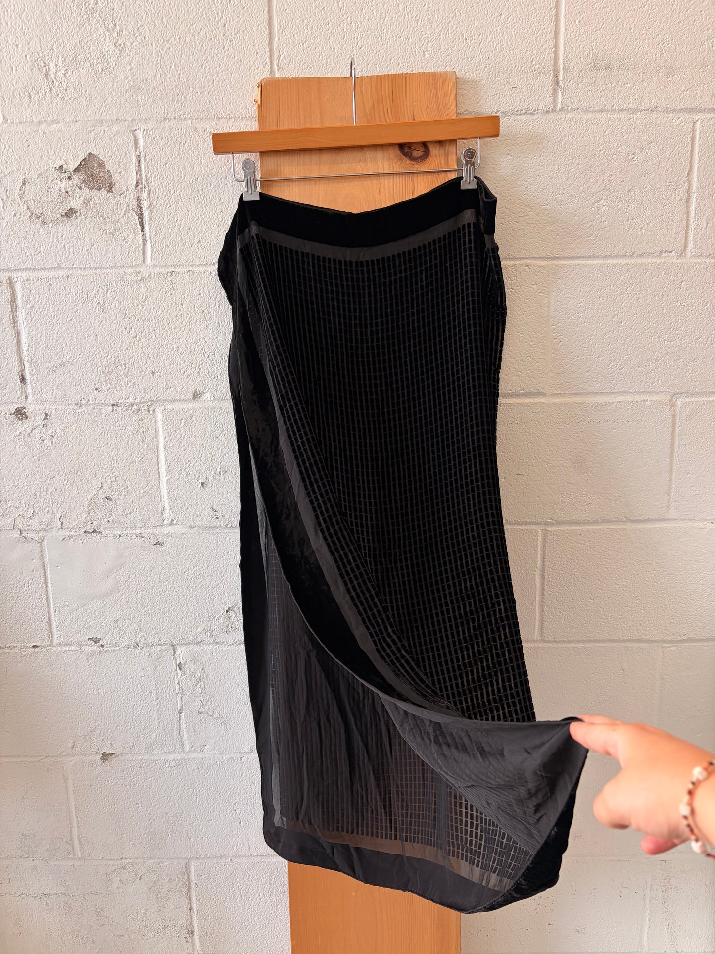 Large Textured Black Velvet Scarf