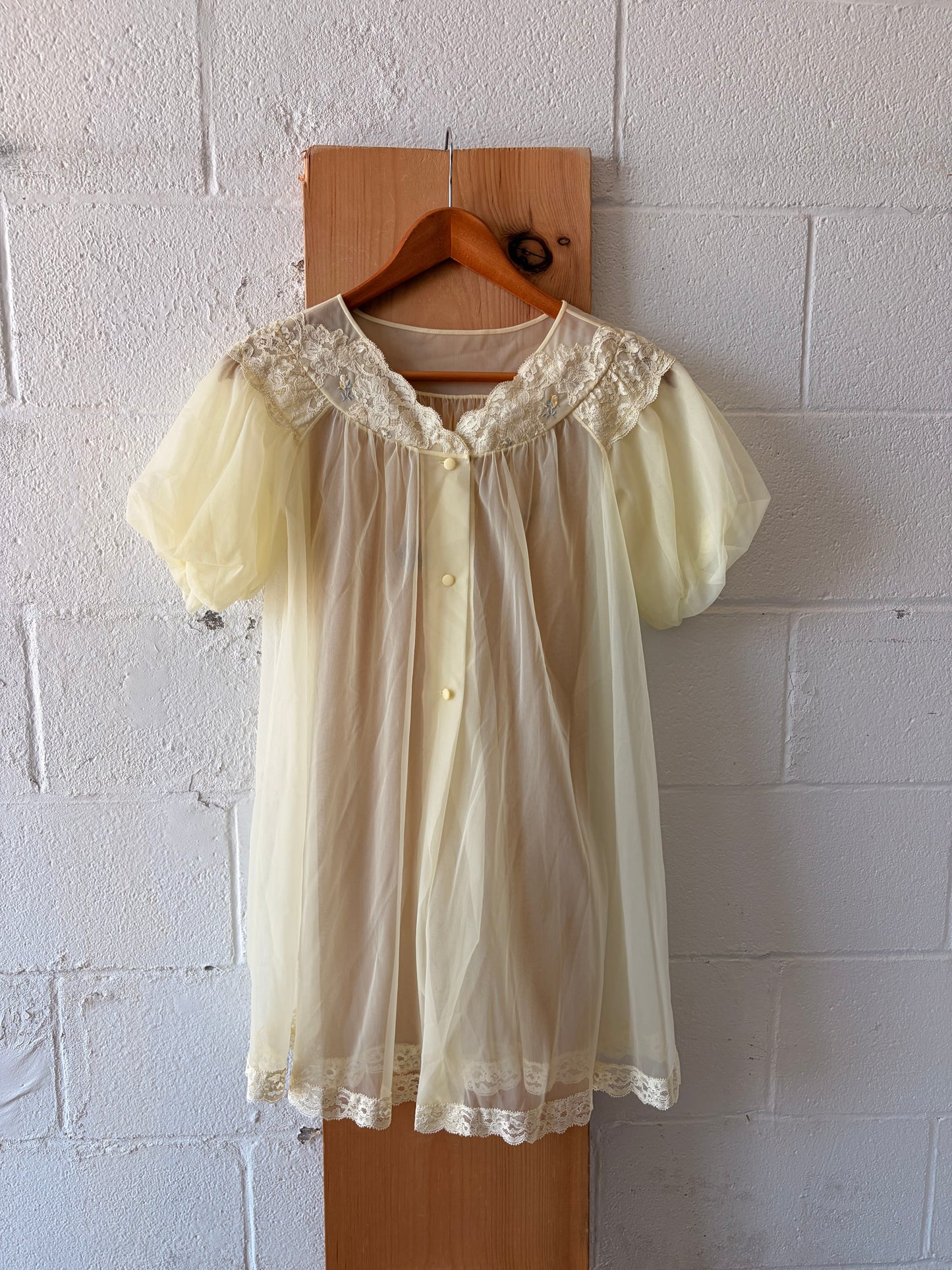 Vtg Yellow Babydoll Peignoir Robe  : P