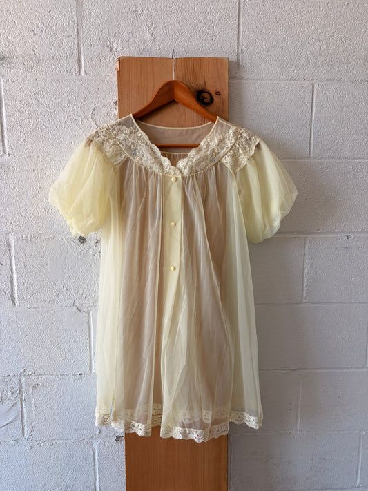 Vtg Yellow Babydoll Peignoir Robe  : P