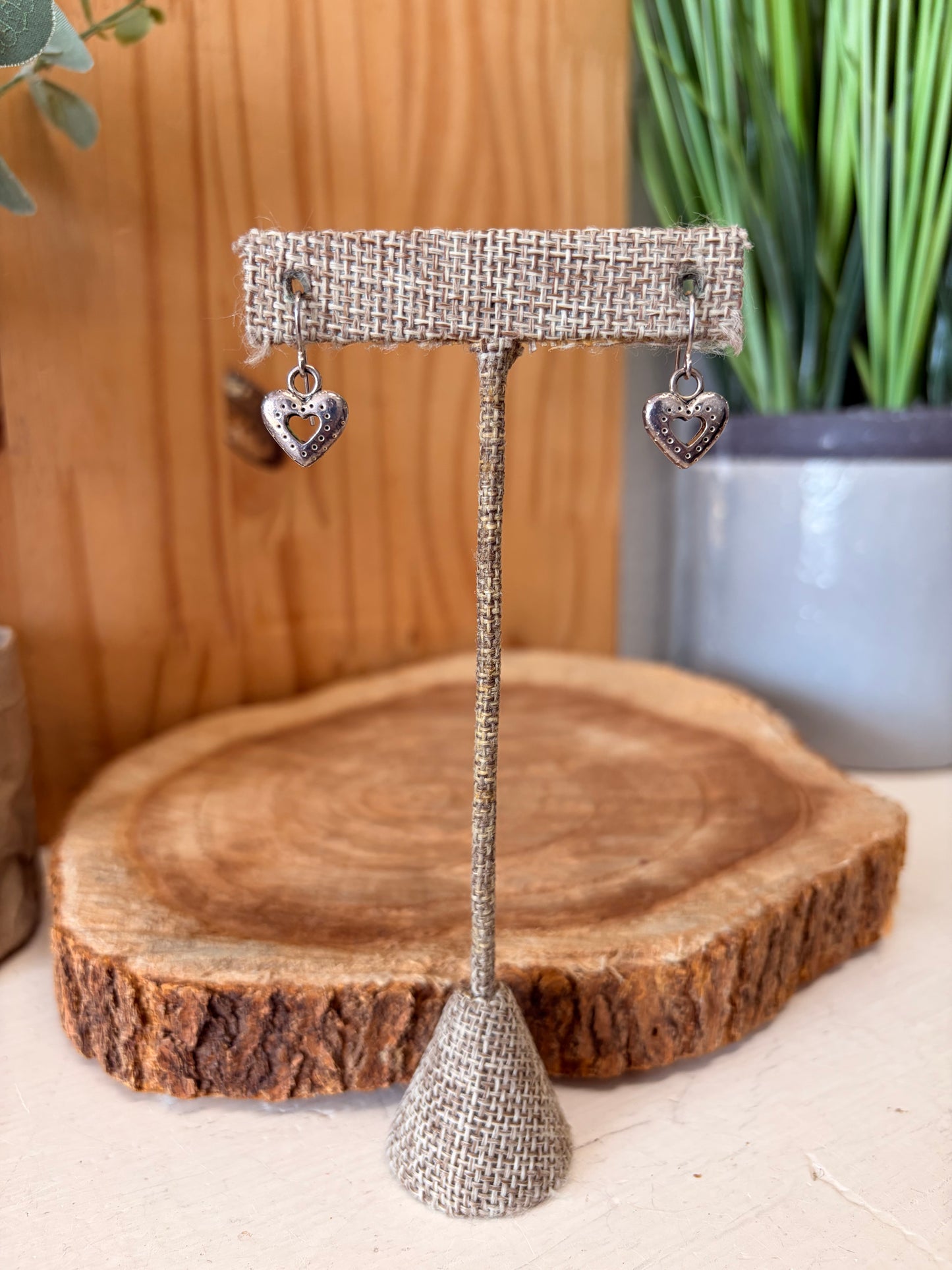Silver Tone Heart Earrings