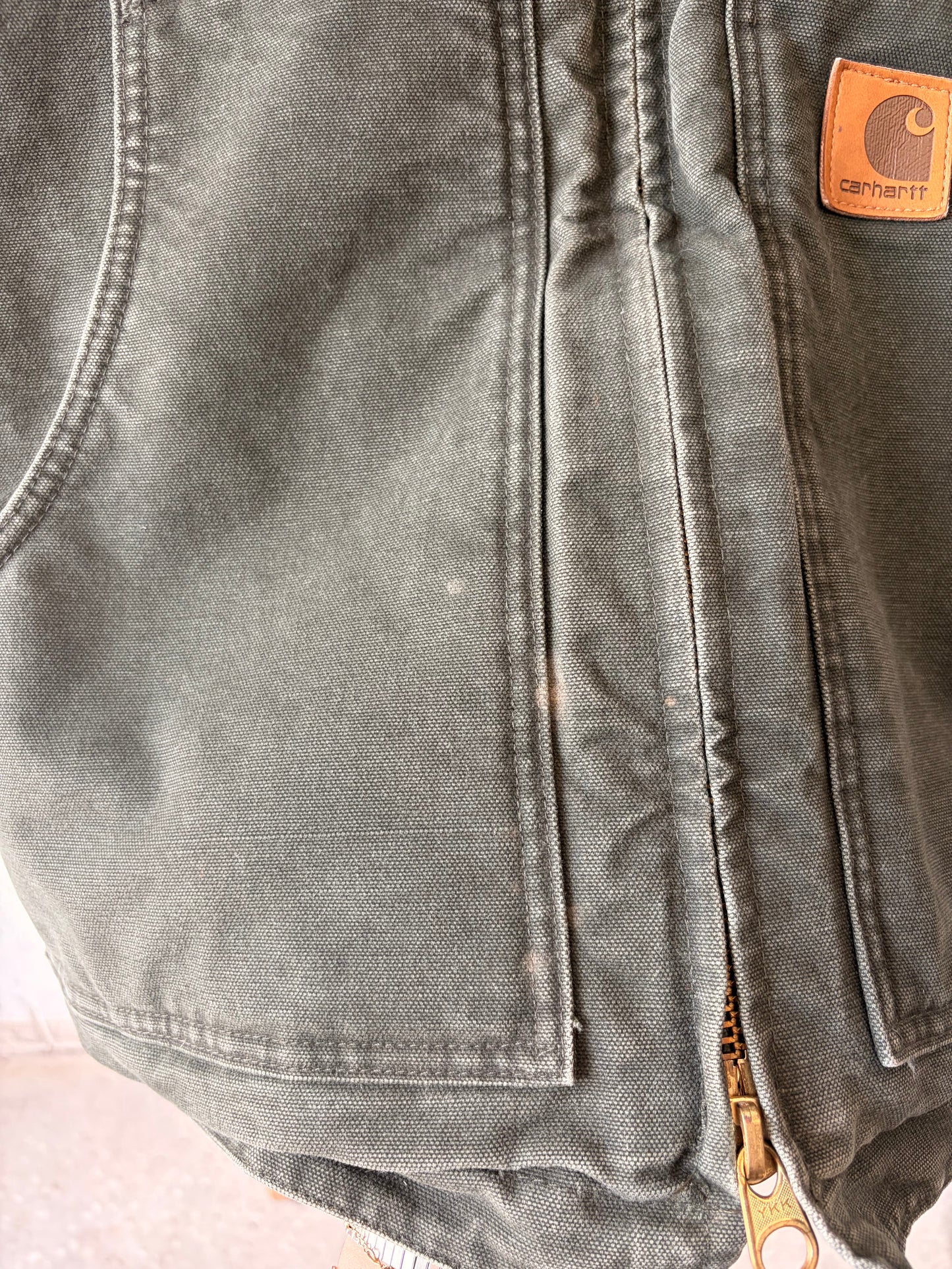 Dark Green Sherpa Lined Carhartt Coat : M