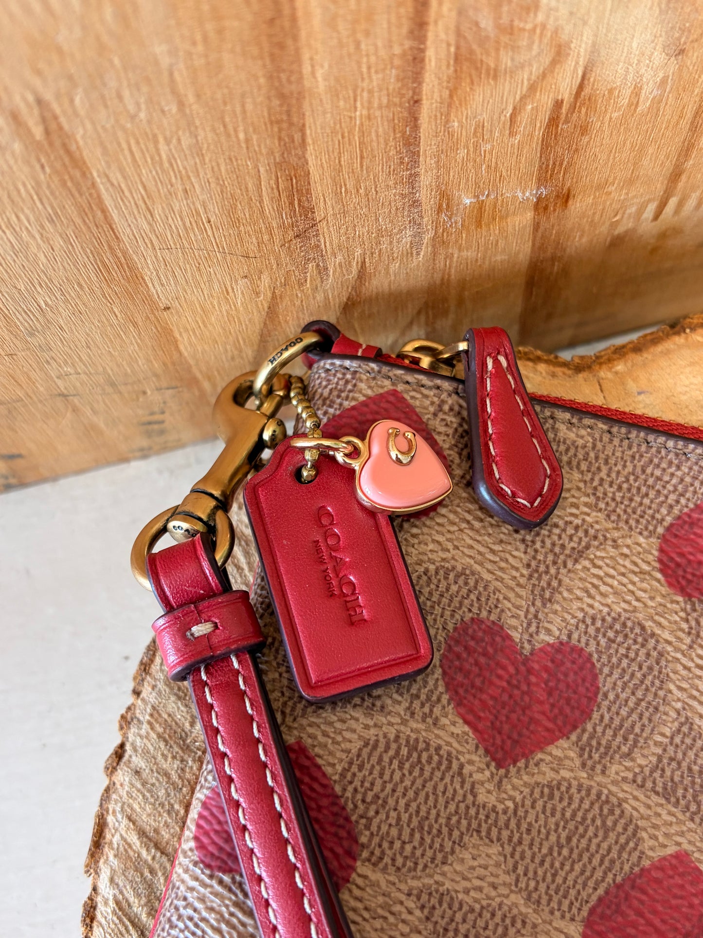 Coach Canvas Heart Wristlet
