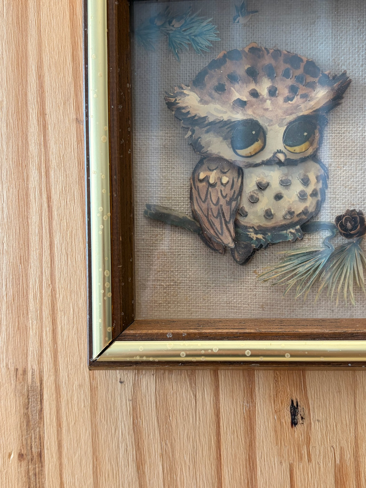 Small Vtg Framed Owl Art
