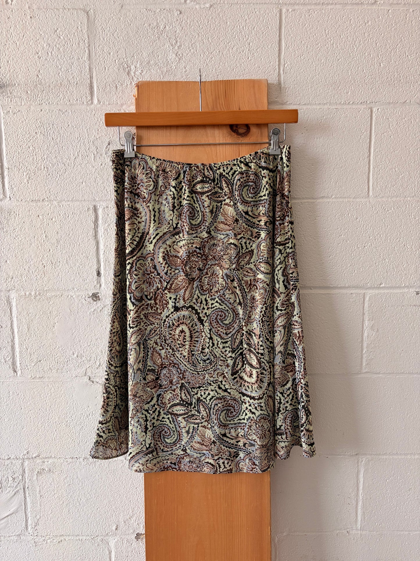 Brown & Sage Paisley Midi Skirt : 14P