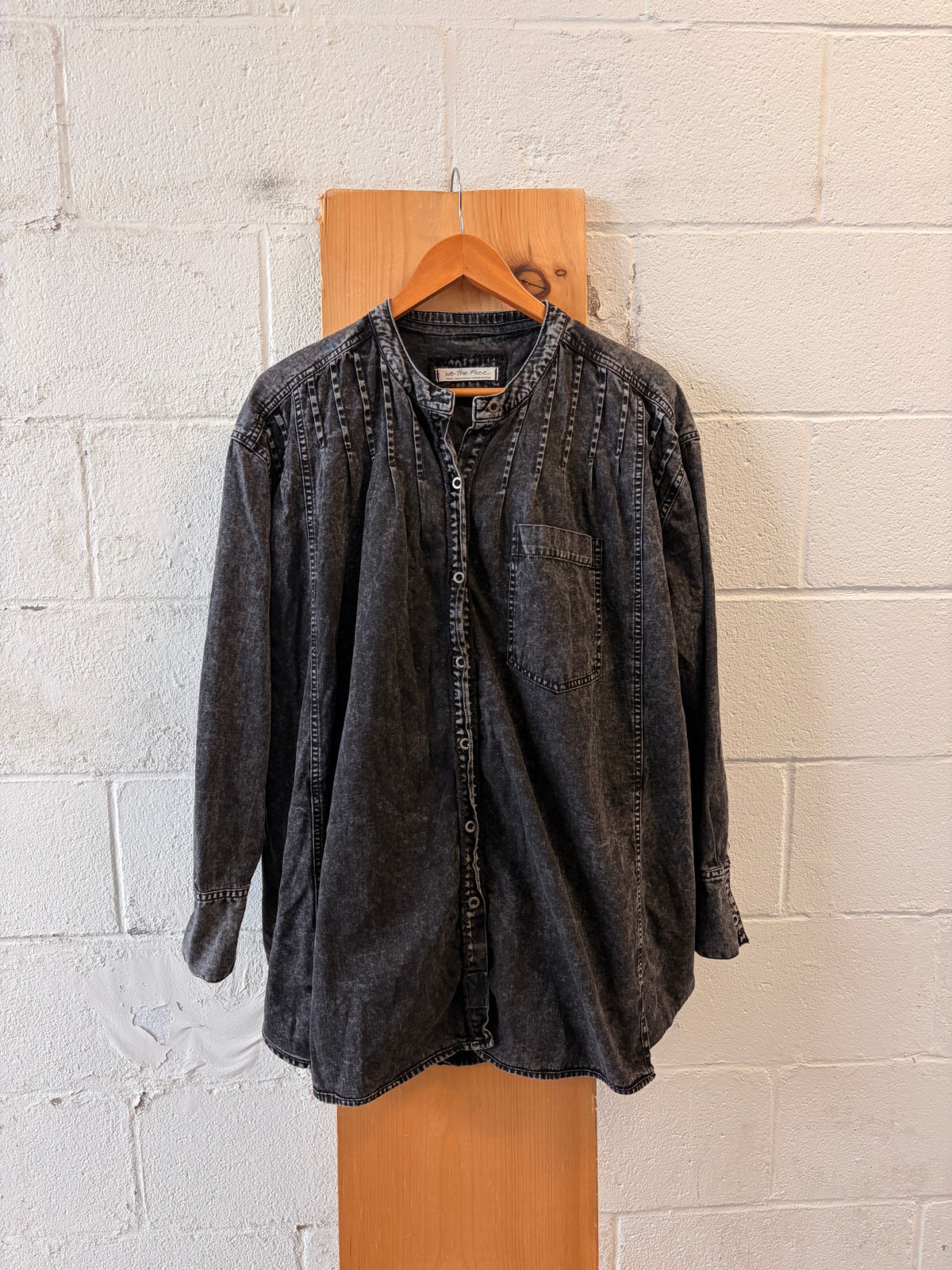 Free People Washed Black Denim Top : S
