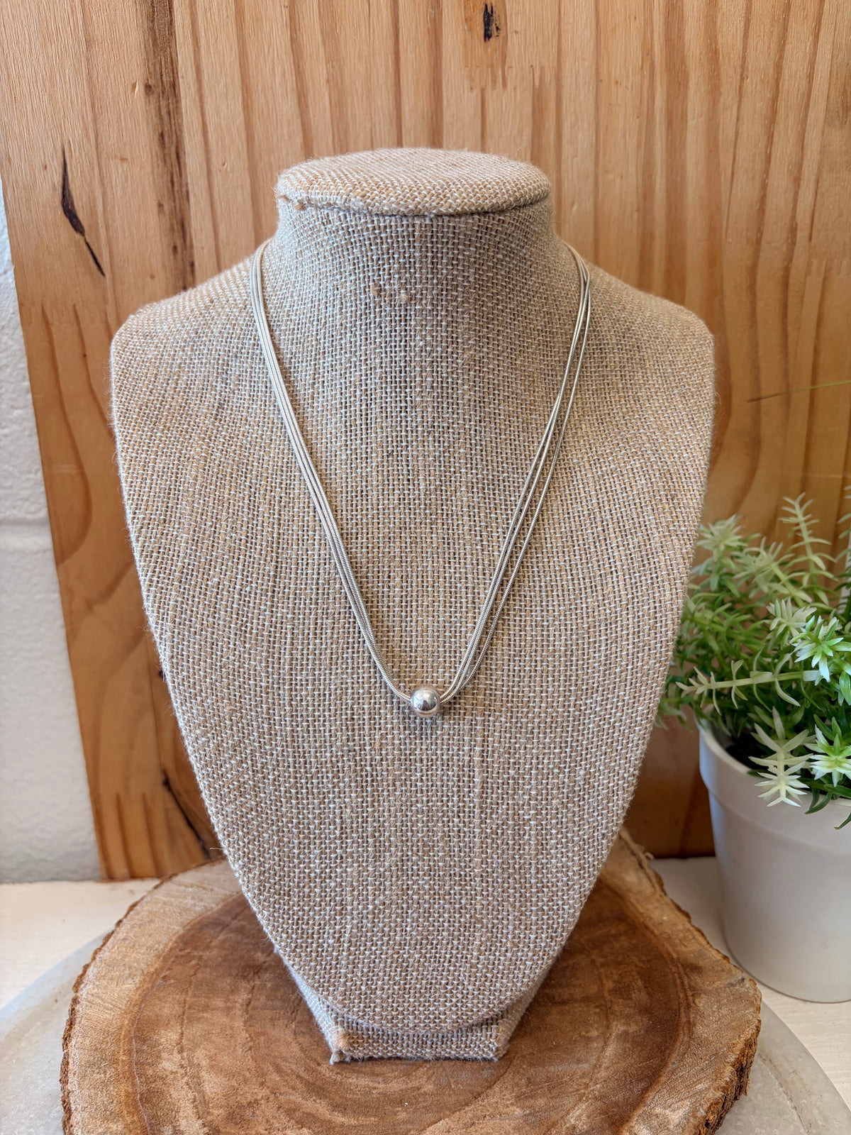 Triple Strand 925 Sterling Bead Necklace