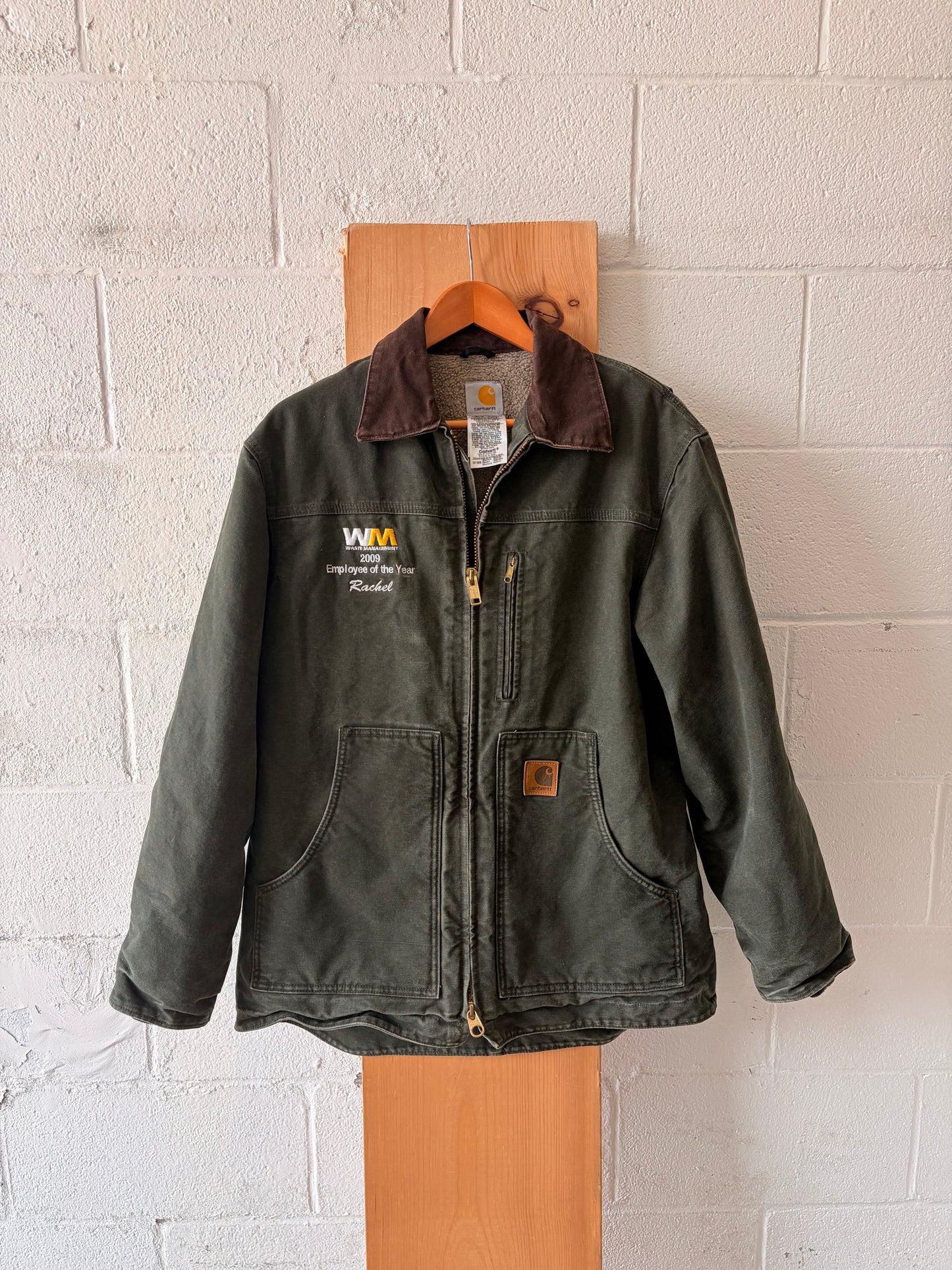 Dark Green Sherpa Lined Carhartt Coat : M