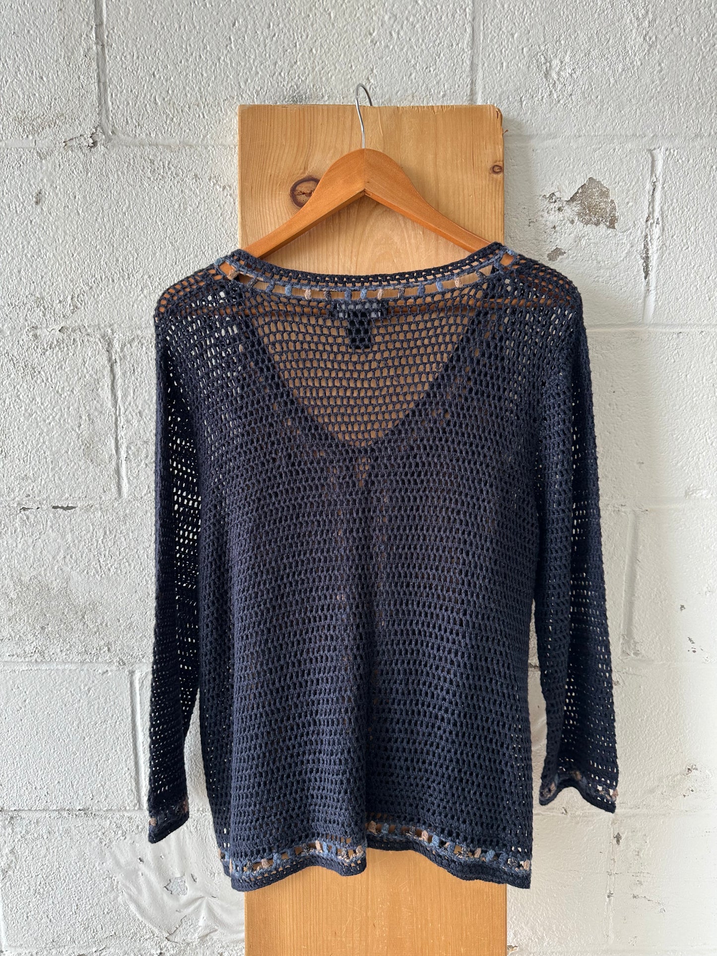 Navy Crochet Cardigan : XL