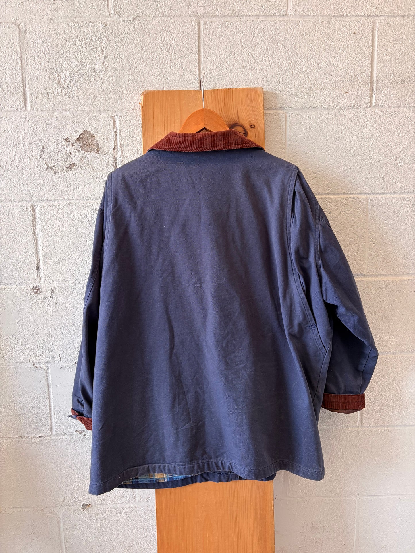 Vtg Distressed Navy Chore Jacket : XL