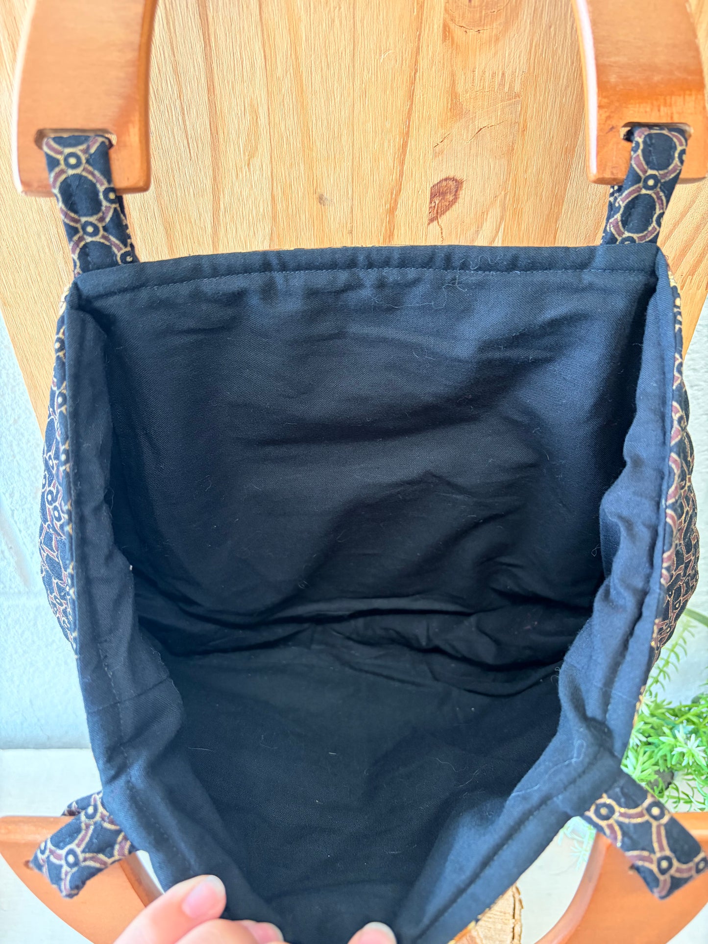 Quilted Wooden Handled Bag