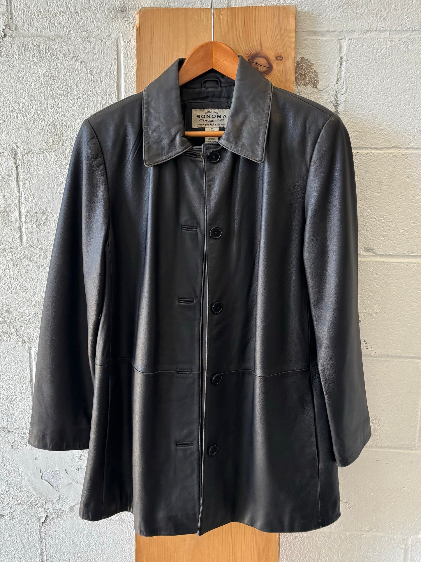 Vtg Black Lambskin Leather Jacket : M