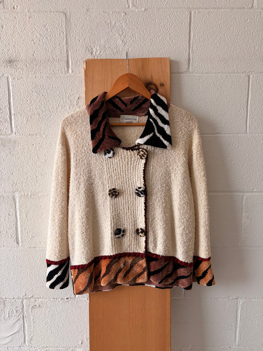 Funky Animal Print Cardigan Sweater : M (As Is)
