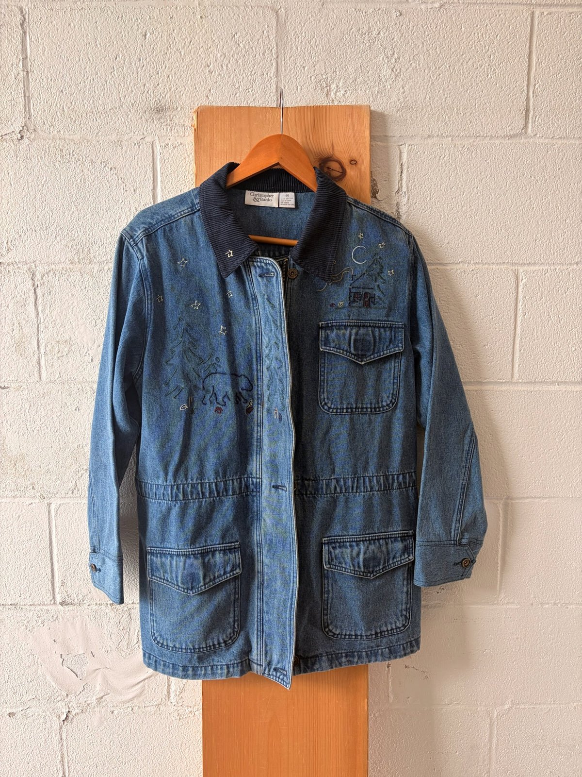 Embroidered Denim Chore Coat : M
