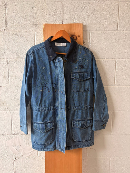 Embroidered Denim Chore Coat : M