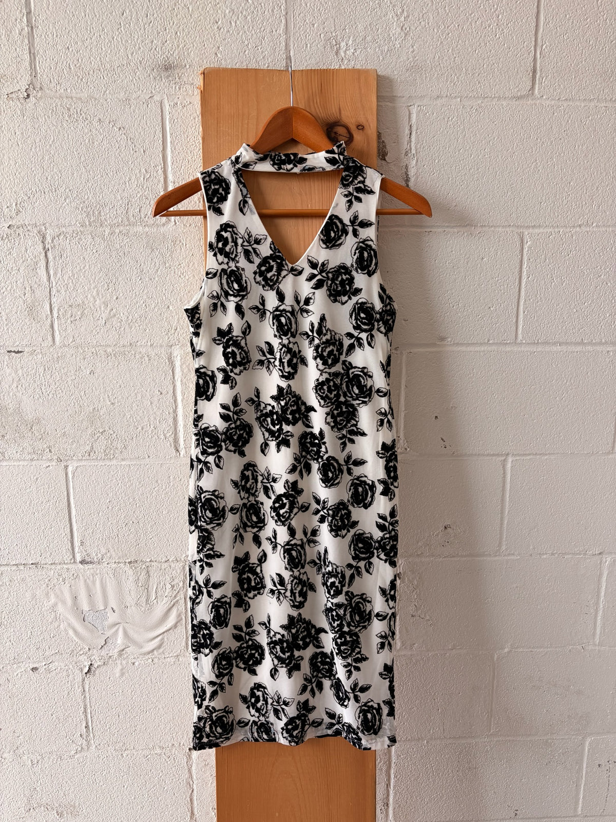 Black and White Micromesh Halter Dress : S