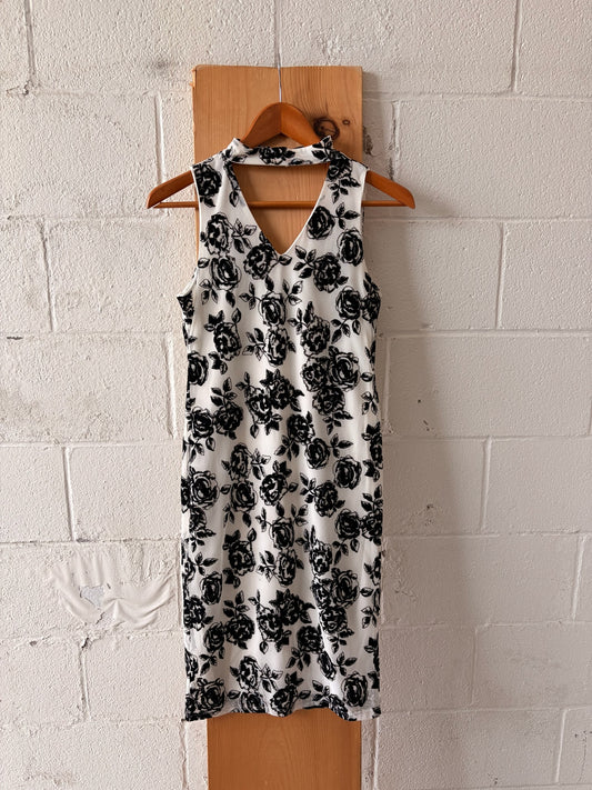 Black and White Micromesh Halter Dress : S