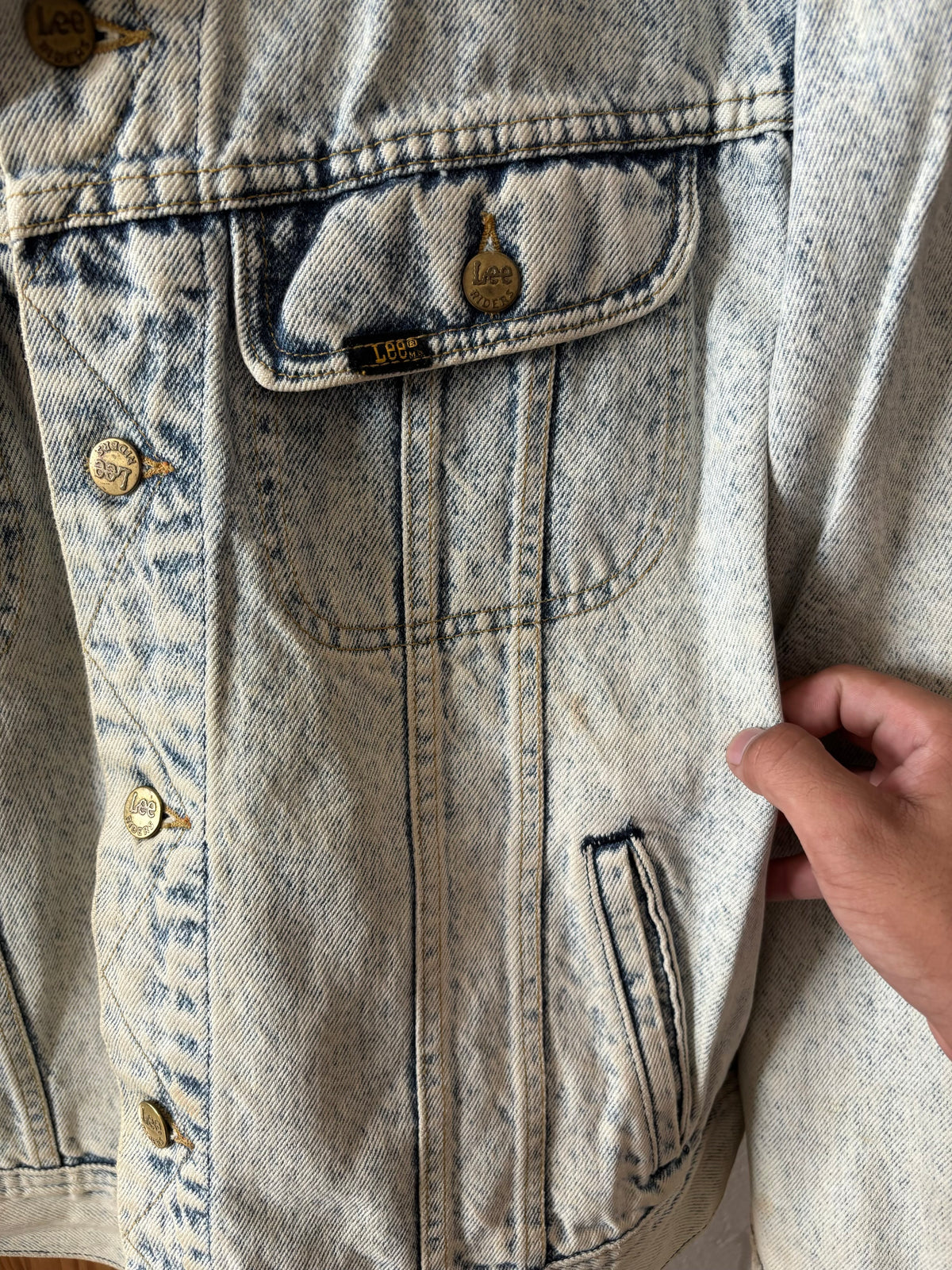 Vtg Acid Washed Lee Denim Jacket : ~L