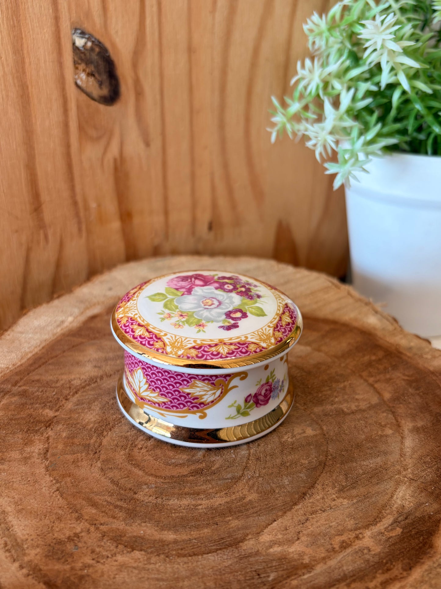 Vtg Floral China Trinket Box (Local Pick Up Only)