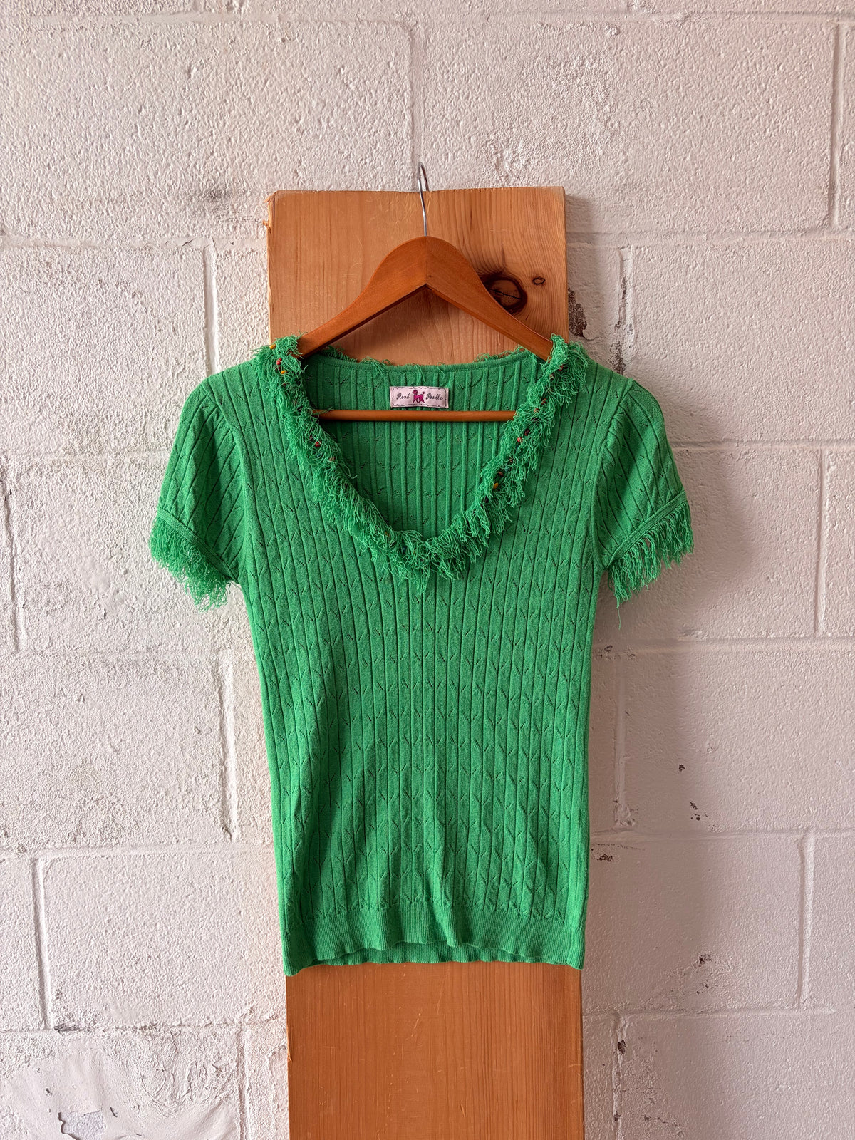 Knit Emerald Fringe Tee : S
