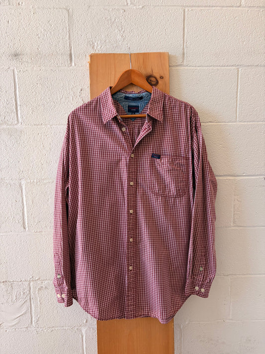 Vtg Red Plaid Tommy Button Down : XL