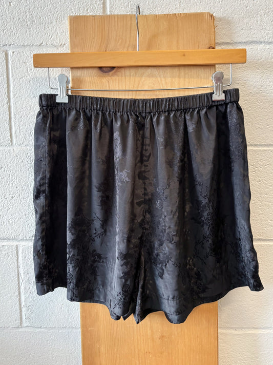 Vtg Black Satin Shorts : L