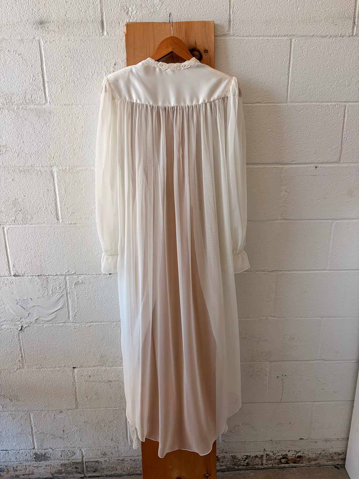 Vtg Sheer White Chiffon Robe : S
