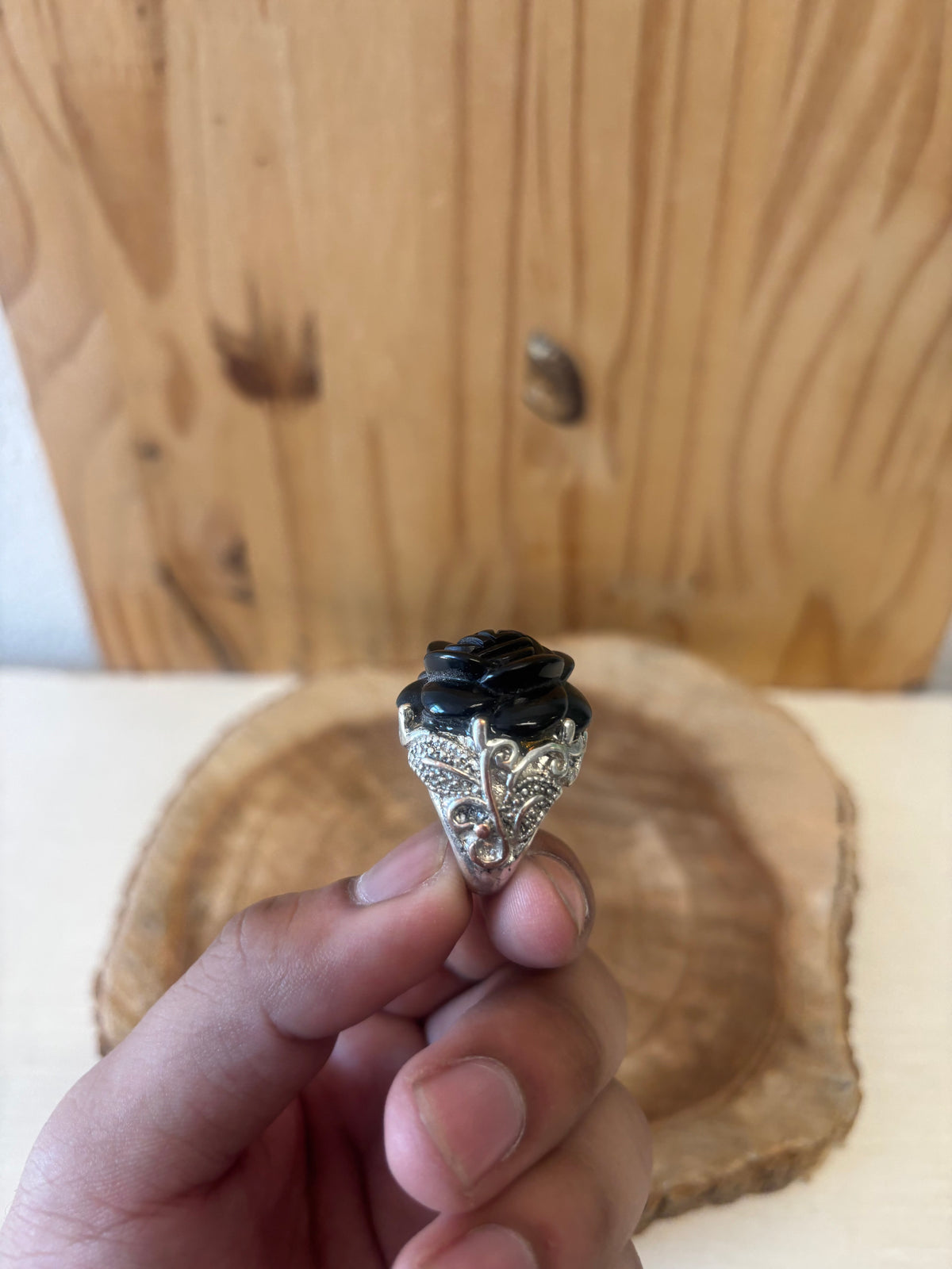Black Flower Statement Ring : 6.5