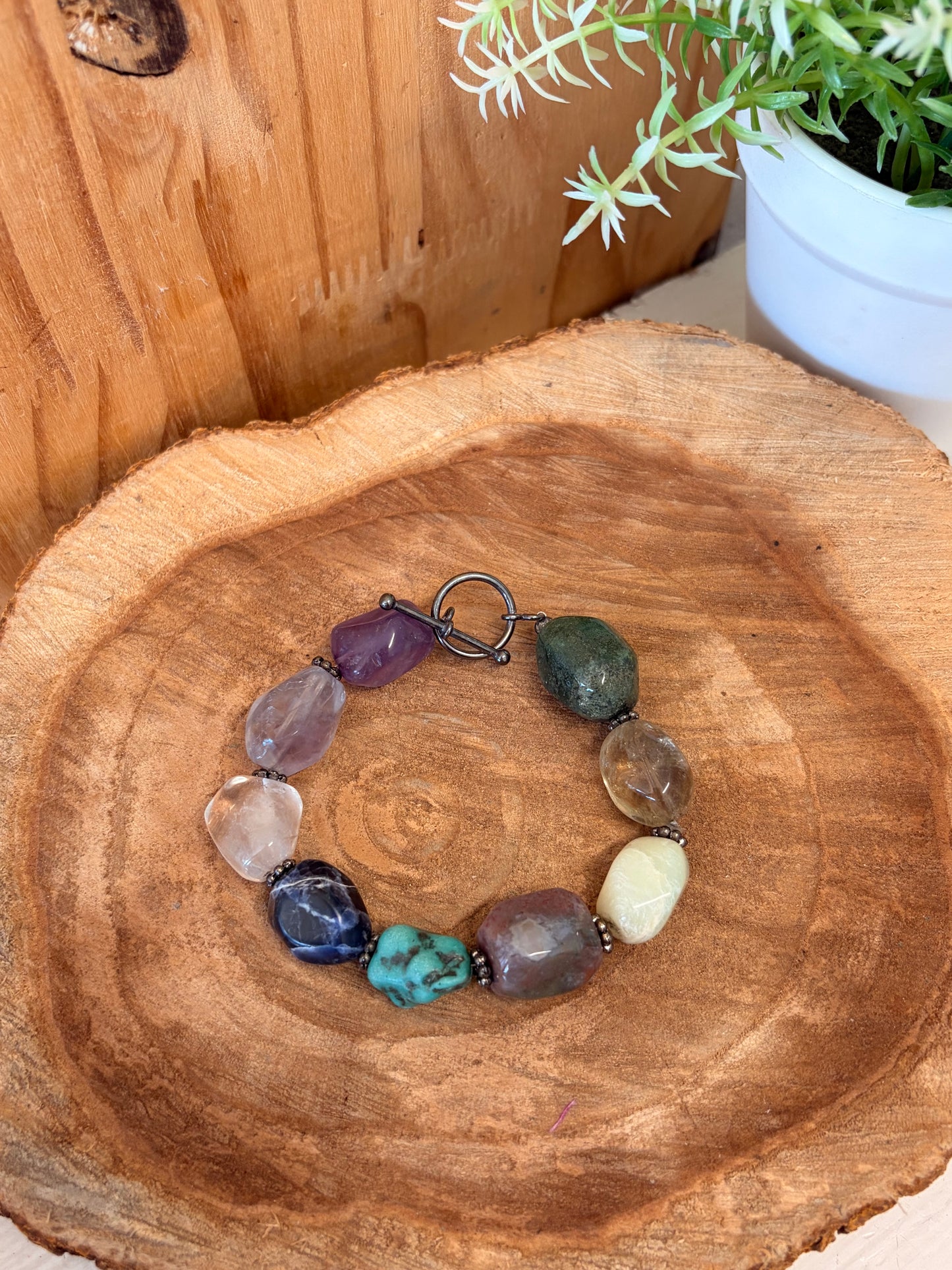 Miscellaneous Stone Toggle Bracelet