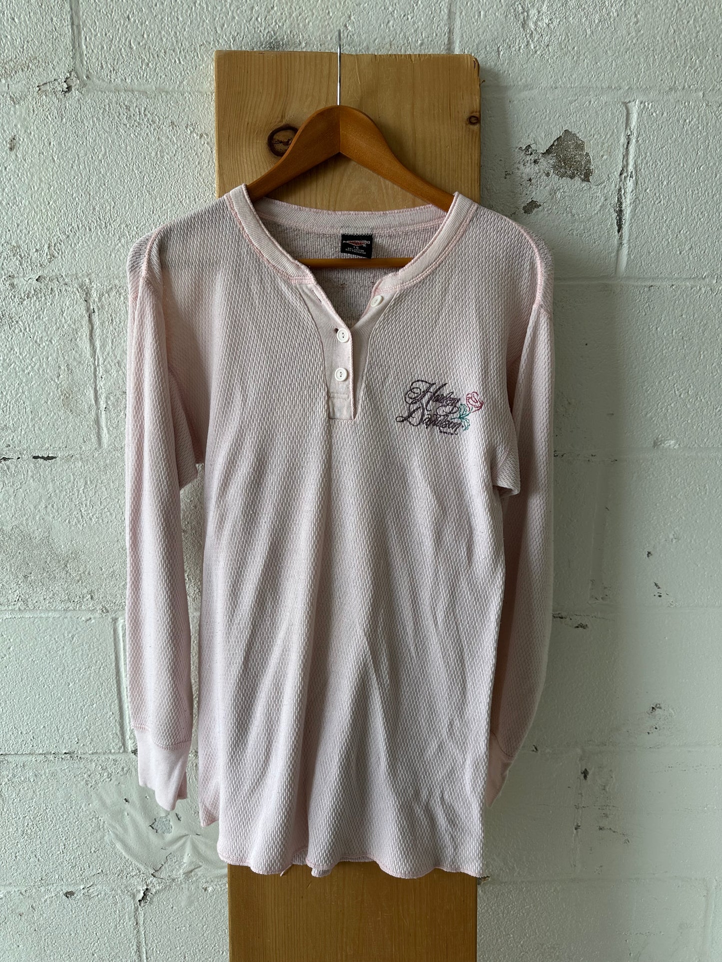 Vtg Baby Pink Harley Thermal : L